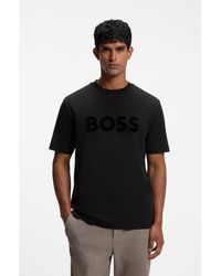 BOSS - Tonal Flock-Logo T-Shirt - Lyst