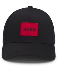HUGO - X 581-RL Cap aus Baumwoll-Twill mit rotem Logo-Label Schwarz Stck - Lyst