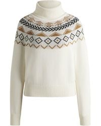 BOSS - Equestrian Rollneck Sweater With Knitted Pattern - Lyst