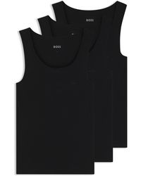 BOSS - Set Van Drie Katoenen Onderhemden Met Logostiksels - Lyst