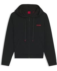 HUGO - Hoodie Aus Baumwoll-Mix Mit Reißverschluss Und Logo-Detail - Lyst