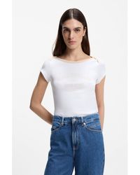 BOSS - Stretch-Cotton Slim-Fit T-Shirt With Ballet Slogans - Lyst
