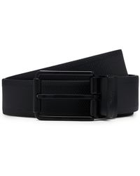BOSS - Reversible Leather Belt With Black-varnished Roller Buckle - Lyst