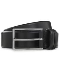 BOSS - Vegetable-Tanned Leather Belt With Gunmetal Hardware - Lyst