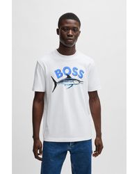 BOSS - Cotton-Jersey T-Shirt With Photo Print - Lyst