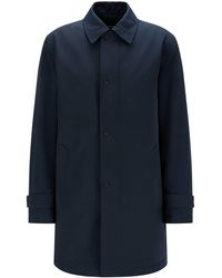 BOSS by HUGO BOSS Water-repellent Overcoat In Recycled Fabric - Blue