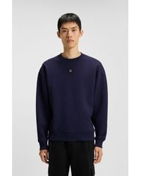 HUGO - Cotton-Blend Sweatshirt With Stacked-Logo Badge - Lyst