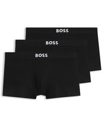 BOSS - Three-Pack Of Stretch-Cotton Trunks With Logo Waistbands - Lyst