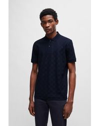 BOSS - Porsche X Mercerized-cotton Polo Shirt With Check Structure - Lyst