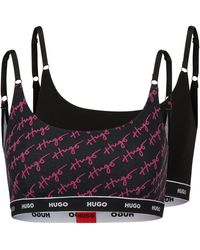 HUGO - Two-pack of stretch-cotton bralettes with logo underbands - Lyst