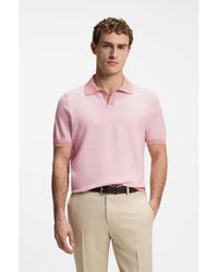 BOSS - Cotton-Blend Knit Polo With Horizontal Stripe - Lyst