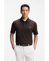 BOSS - Cotton Polo Shirt With Tonal Logo Badge - Lyst