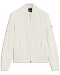 BOSS - Cotton-Knit Hybrid Jacket With Bomber Collar - Lyst