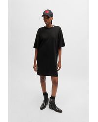 HUGO - Cotton-jersey T-shirt Dress With Stacked Logo - Lyst