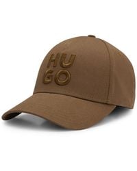 HUGO - Cotton-Twill Cap With Embroidered Stacked Logo - Lyst