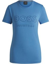 BOSS - Equestrian Stretch-Cotton T-Shirt With Embroidered Logo - Lyst