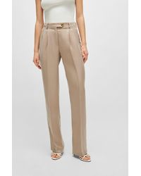 BOSS - High-waisted Trousers With A Wide Leg - Lyst