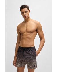 BOSS - Logo-Badge Swim Shorts With Degradé Monogram Print - Lyst