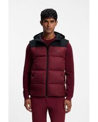 BOSS - Water-Repellent Hooded Gilet With Down Filling - Lyst