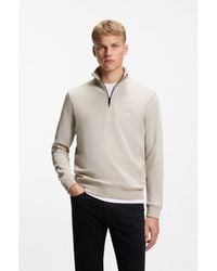 BOSS - Cotton-Terry Sweatshirt With Zip Collar - Lyst