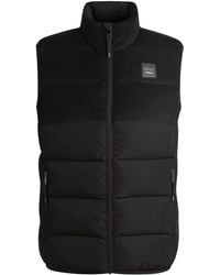 BOSS - Doudoune D'Équitation Sans Manches Matelassée Et Imperméable Avec Empiècement En Velours Côtelé - Lyst