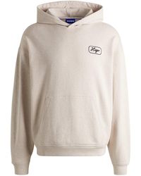 HUGO - Sweat À Capuche En Molleton De Coton Avec Motif Artistique Brodé - Lyst