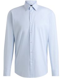 BOSS - Regular-fit Gestreept Overhemd Van Gemakkelijk Te Strijken Stretchkatoen - Lyst