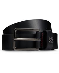 HUGO - Ceinture en cuir avec passant à logo revisité et garniture en métal poli - Lyst