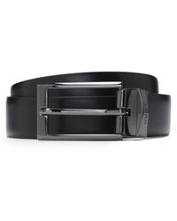 HUGO - Reversible Leather Belt With Branded Keeper - Lyst