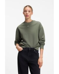HUGO - Cotton-Terry Sweatshirt With Logo Badge - Lyst