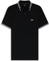 BOSS - Slim-Fit Poloshirt Aus Stretch-Baumwolle Mit Branding - Lyst