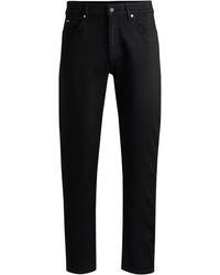BOSS - Regular-fit Jeans Van Superzacht Zwart Italiaans Denim - Lyst