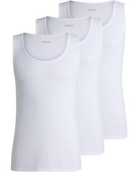 BOSS - Set Van Drie Katoenen Onderhemden Met Logostiksels - Lyst