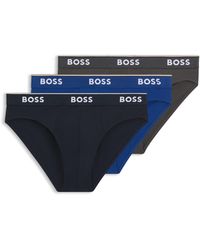 BOSS - Lot de trois slips en coton stretch avec logos à la taille - Lyst