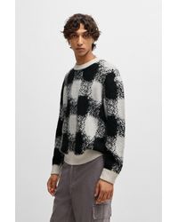 HUGO - Oversize-fit Sweater With Jacquard-knitted Check Pattern - Lyst
