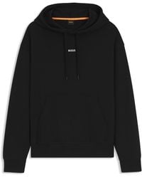 BOSS - Fleece Hoodie Van Katoenen Badstof Met Contrastlogo - Lyst
