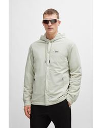 BOSS - Hooded Relaxed-fit Overshirt With Logo Detail - Lyst