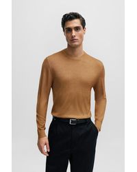 BOSS - Regular-fit Sweater In 100% Cashmere With Ribbed Cuffs - Lyst