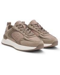 BOSS - Suede-Trim Trainers With Double B Monogram - Lyst