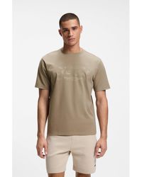 BOSS - Stretch-Cotton T-Shirt With Logo Artwork - Lyst
