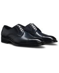 BOSS - Leather Derby Shoes With Brogue Details - Lyst