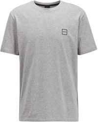 BOSS Crew-neck T-shirt In Single-jersey Cotton - Gray