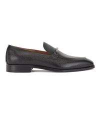 BOSS by HUGO BOSS Scotch Grain Leather Loafers With Hardware Trim - Black