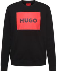 BOSS by HUGO BOSS Cotton-terry Sweater With Red Logo Print - Black