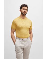 BOSS - Short-sleeved Sweater In Tussah Silk - Lyst
