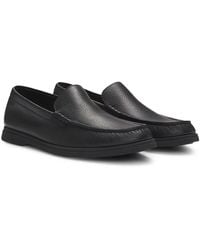 BOSS - Mokassins Aus Gewalktem Leder Mit Logo-Detail - Lyst