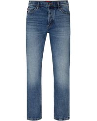 HUGO - Tapered-fit Jeans Van Blauw Stretchdenim - Lyst