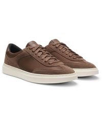 BOSS - Lace-Up Trainers With Suede Trims - Lyst