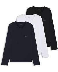 BOSS - Set Van Drie Katoenen Ondershirts Met Logo's - Lyst