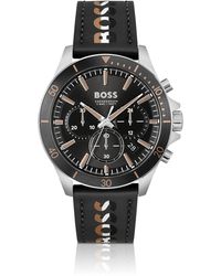 BOSS - Chronograph mit schwarzem Zifferblatt und Logo-Armband - Lyst